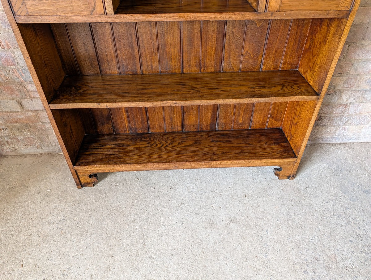 Antique Arts & Crafts Oak Open Bookcase