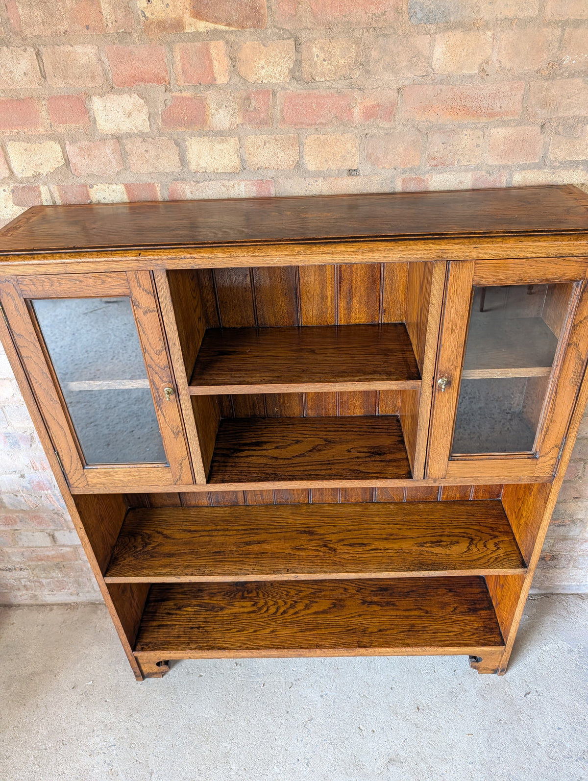 Antique Arts & Crafts Oak Open Bookcase