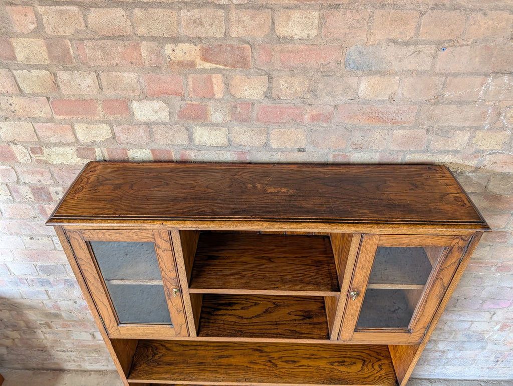 Antique Arts & Crafts Oak Open Bookcase