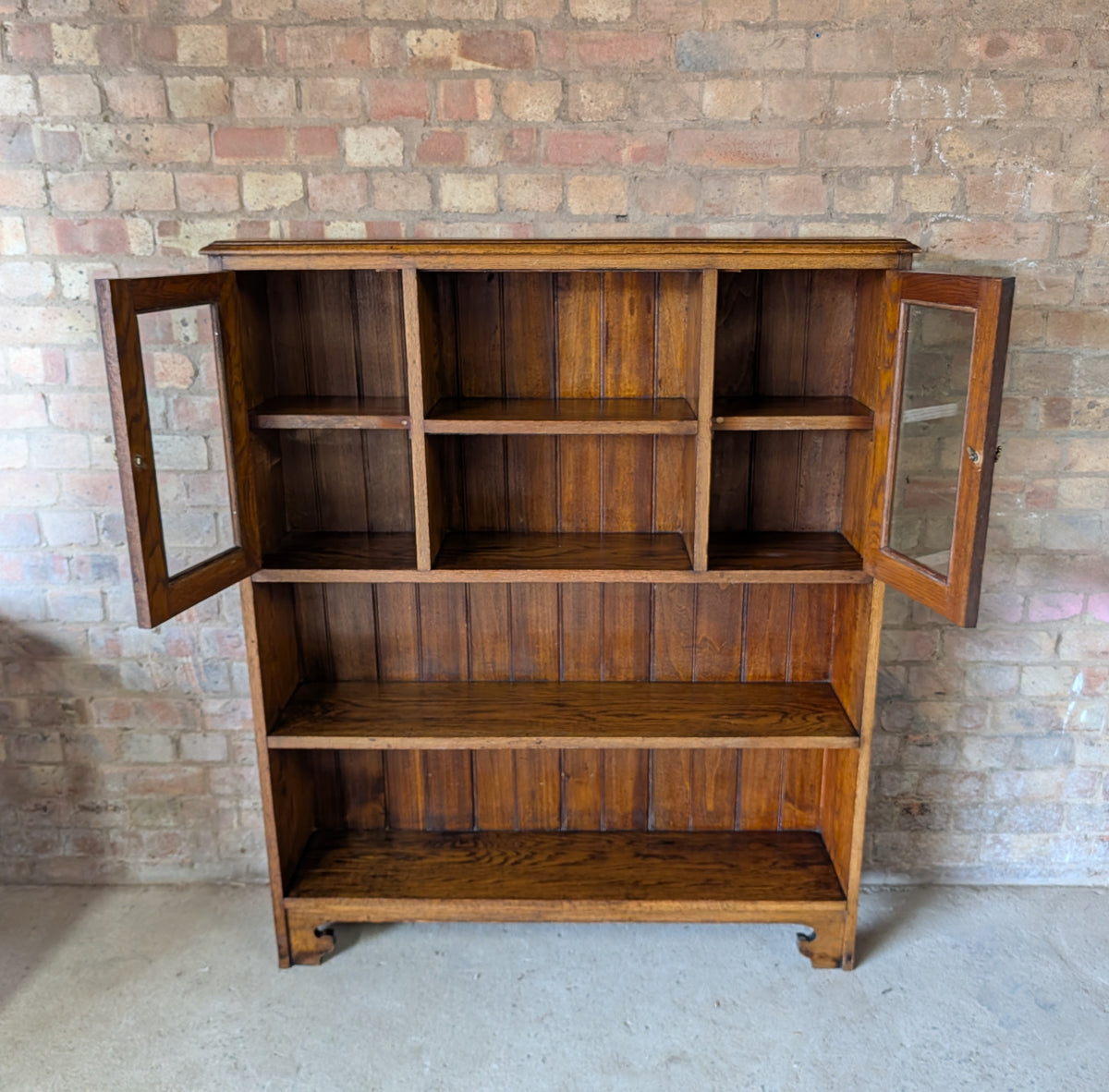 Antique Arts & Crafts Oak Open Bookcase