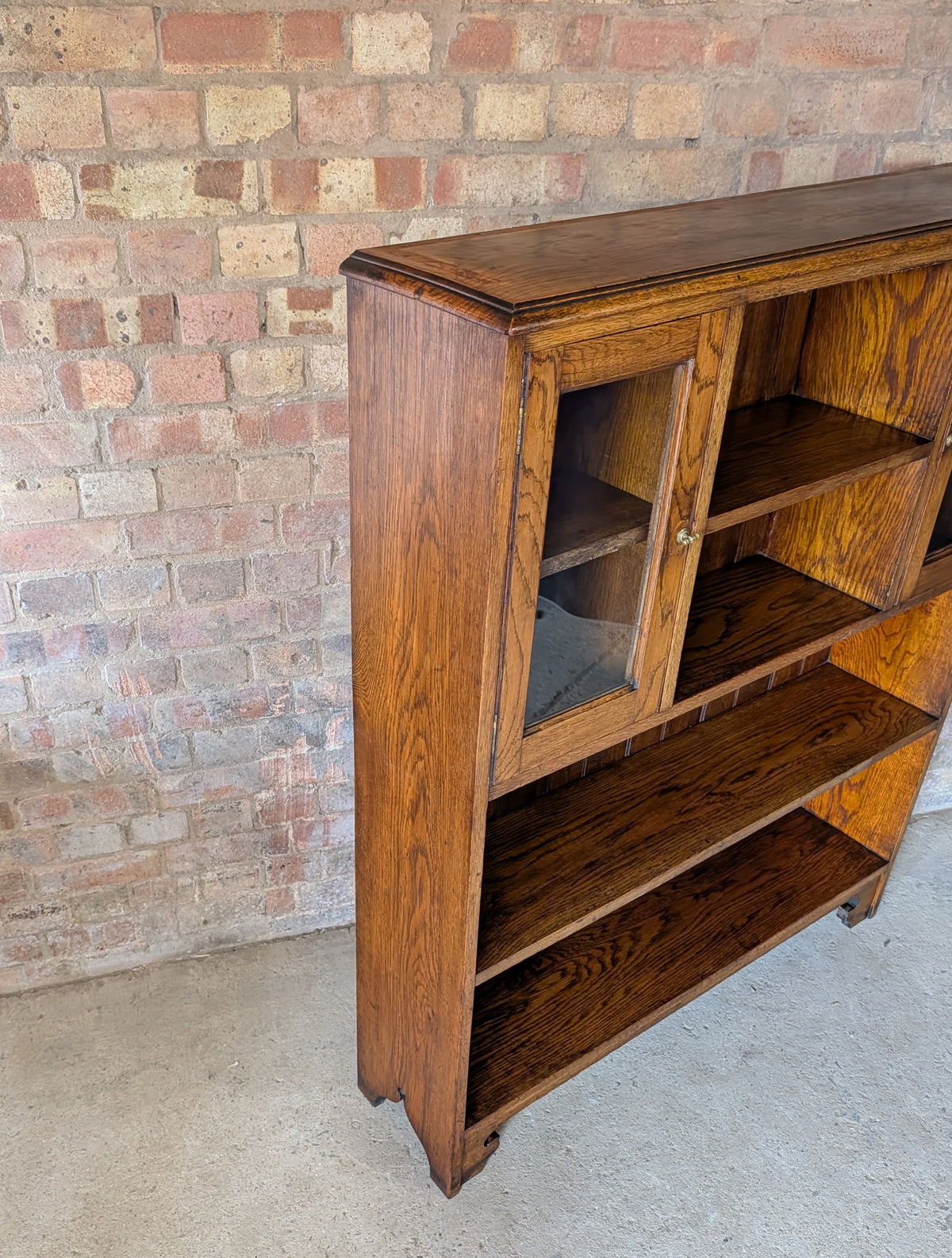Antique Arts & Crafts Oak Open Bookcase