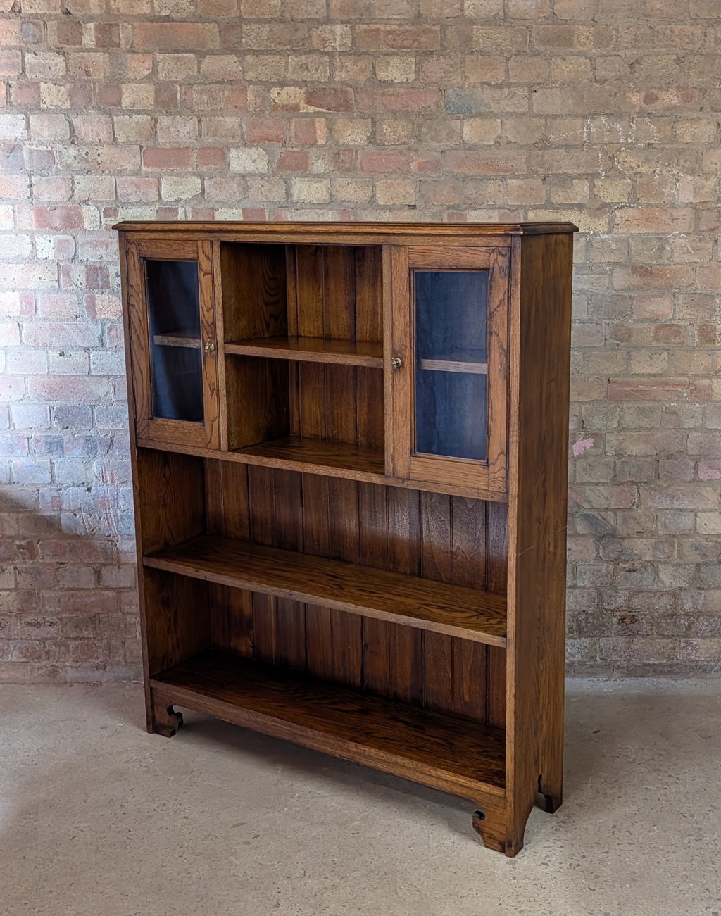 Antique Arts & Crafts Oak Open Bookcase