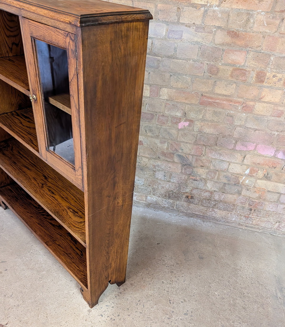 Antique Arts & Crafts Oak Open Bookcase