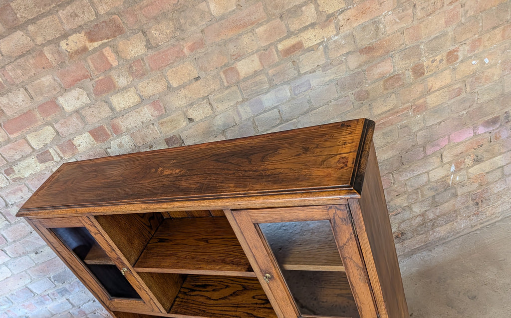Antique Arts & Crafts Oak Open Bookcase