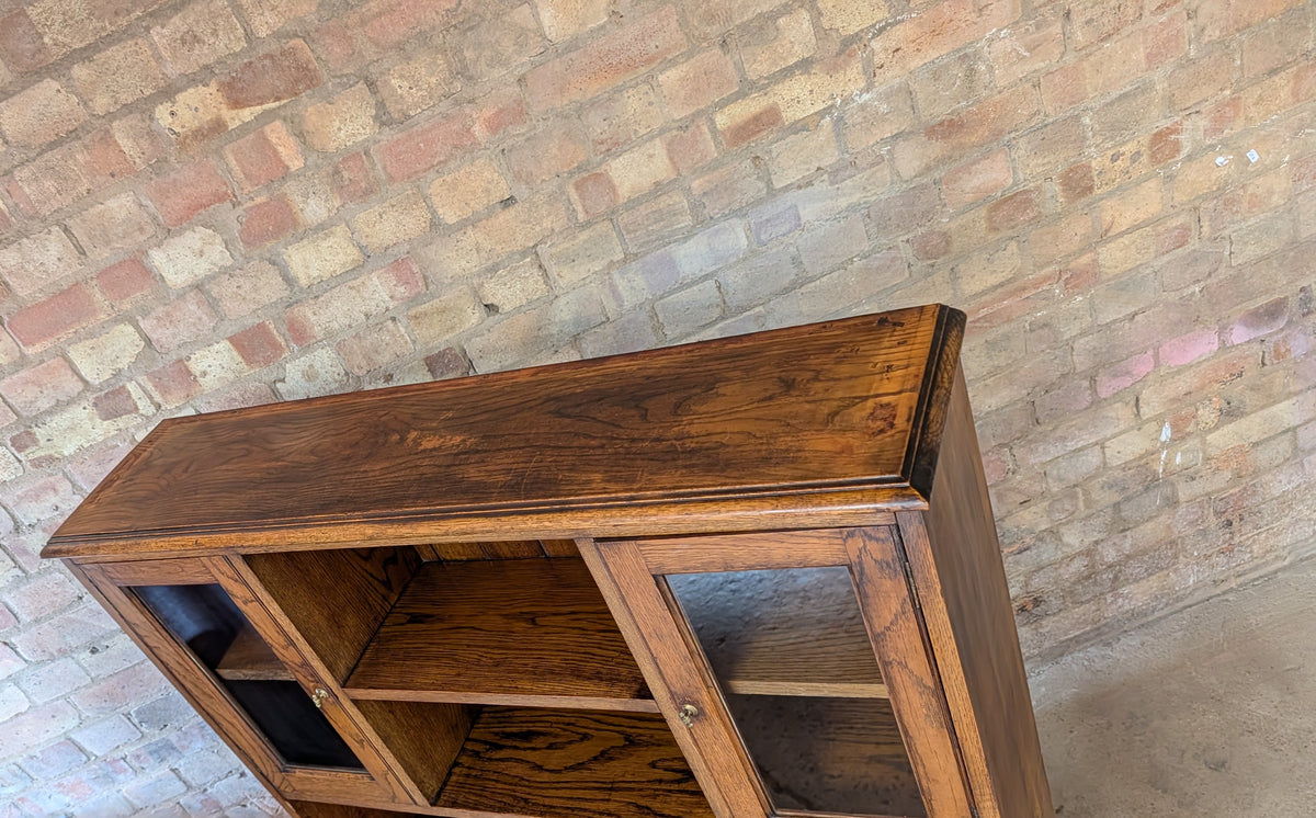 Antique Arts & Crafts Oak Open Bookcase