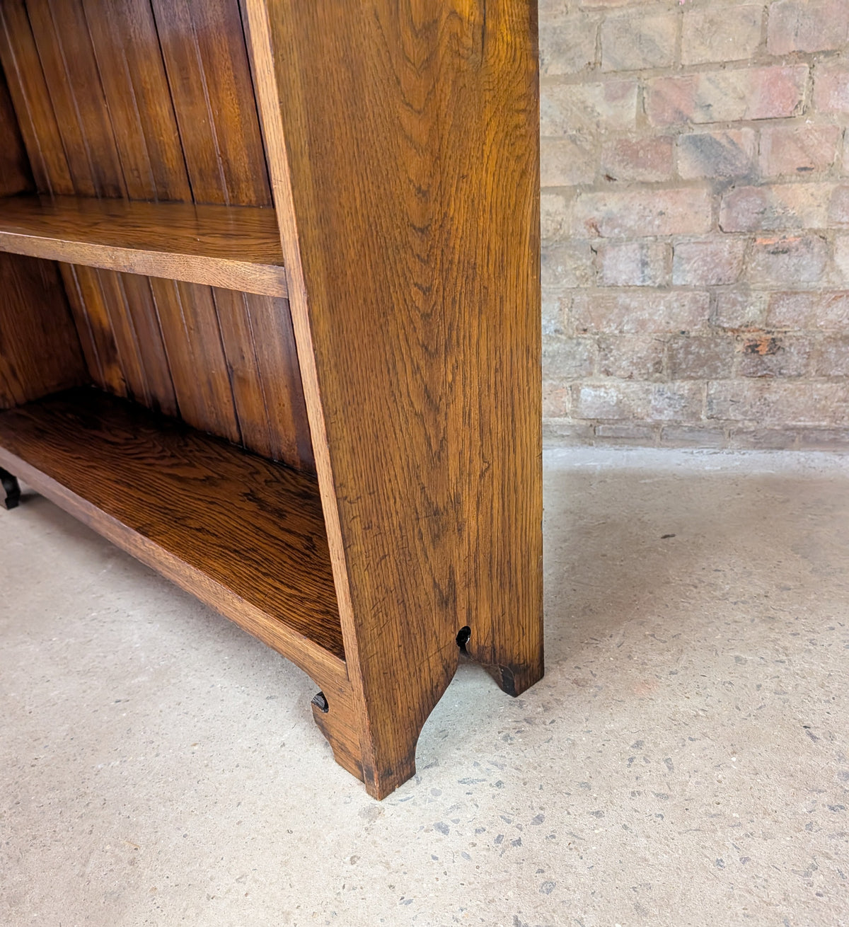 Antique Arts & Crafts Oak Open Bookcase