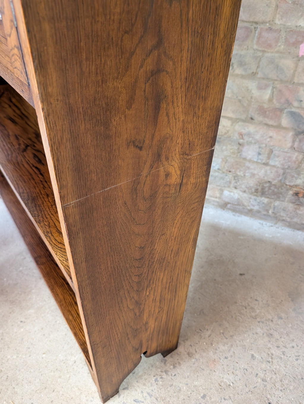 Antique Arts & Crafts Oak Open Bookcase