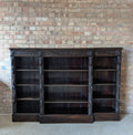 Antique Victorian Carved Oak Green man Breakfront Open Bookcase