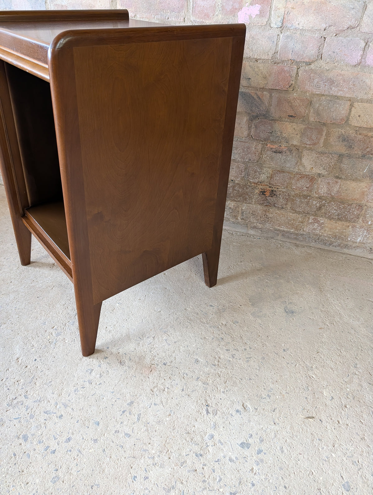 Mid Century Teak Tambour Roll Front Record Cabinet 1960s Vintage Vinyl Storage