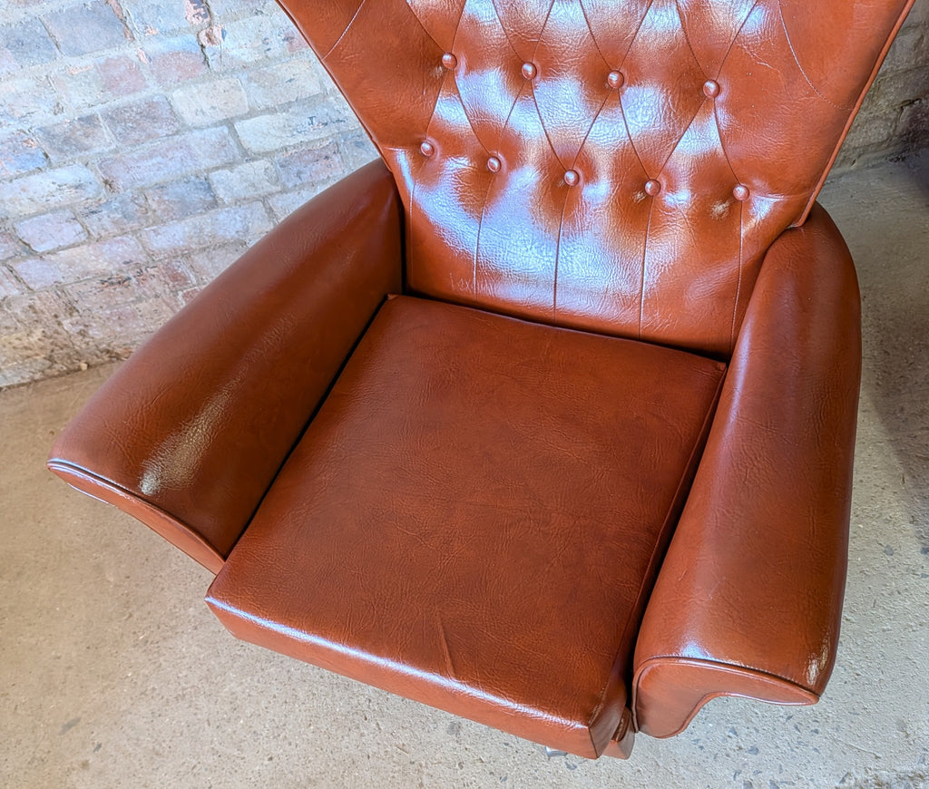 Mid Century Blofeld Style Swivel Wingback Armchair - Vintage 1970s
