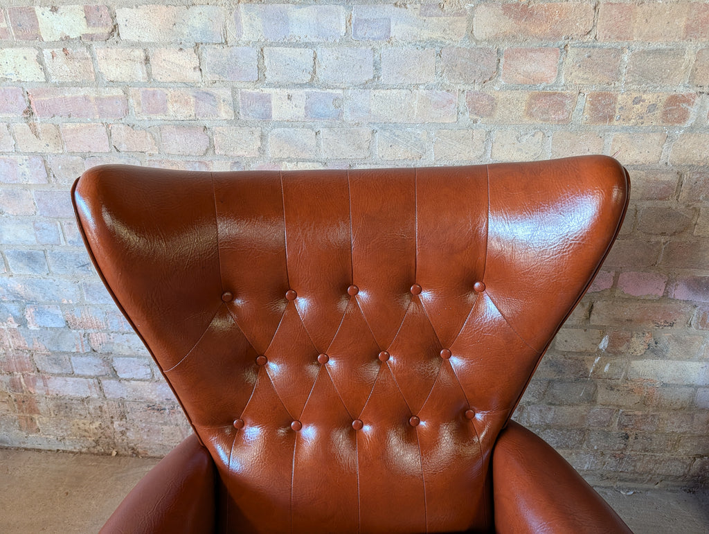 Mid Century Blofeld Style Swivel Wingback Armchair - Vintage 1970s