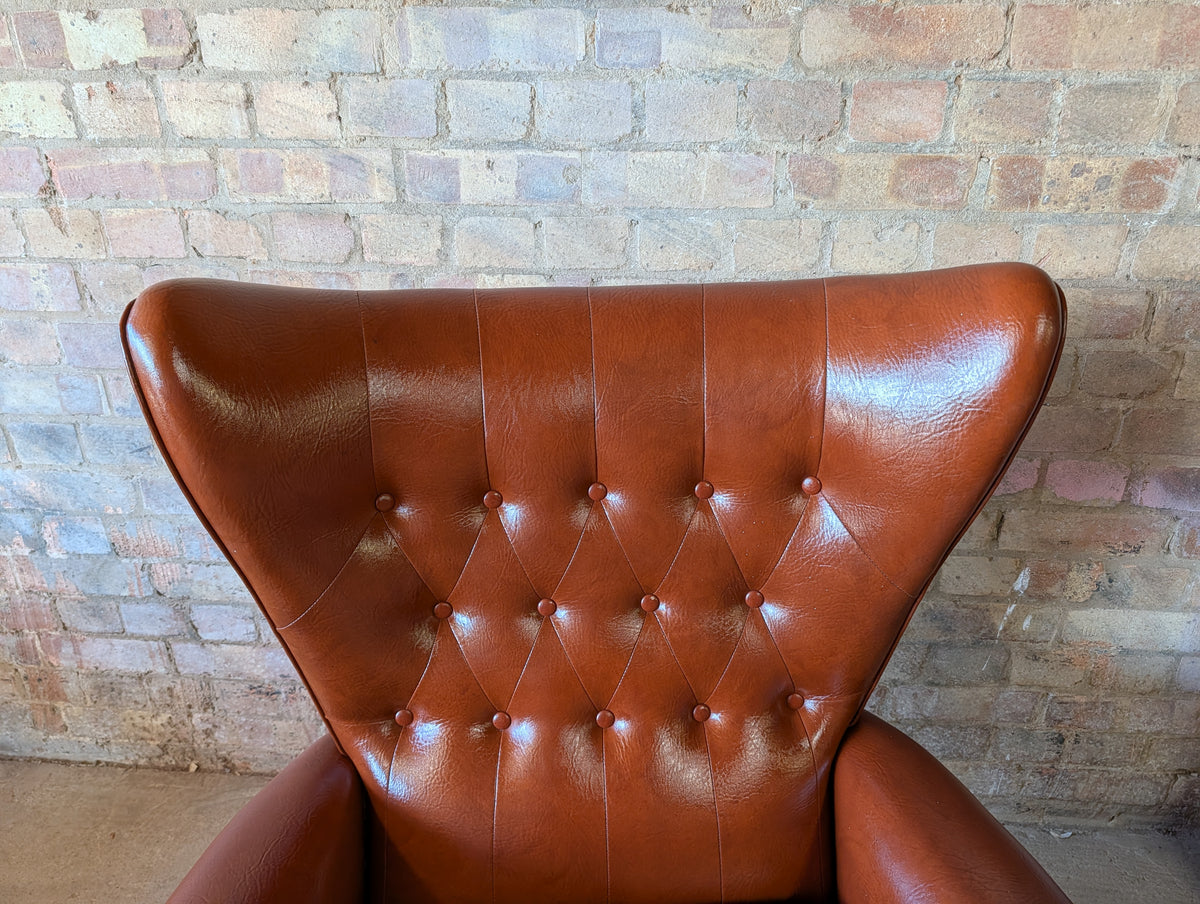 Mid Century Blofeld Style Swivel Wingback Armchair - Vintage 1970s