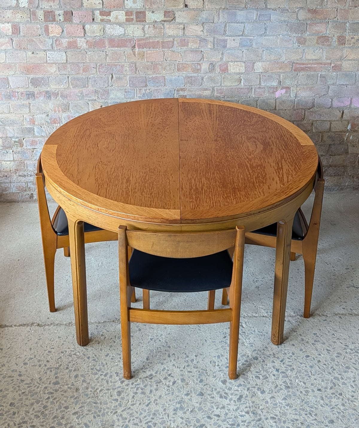 Mid Century Nathan Teak Space Saving Dining Table And 4 Chairs