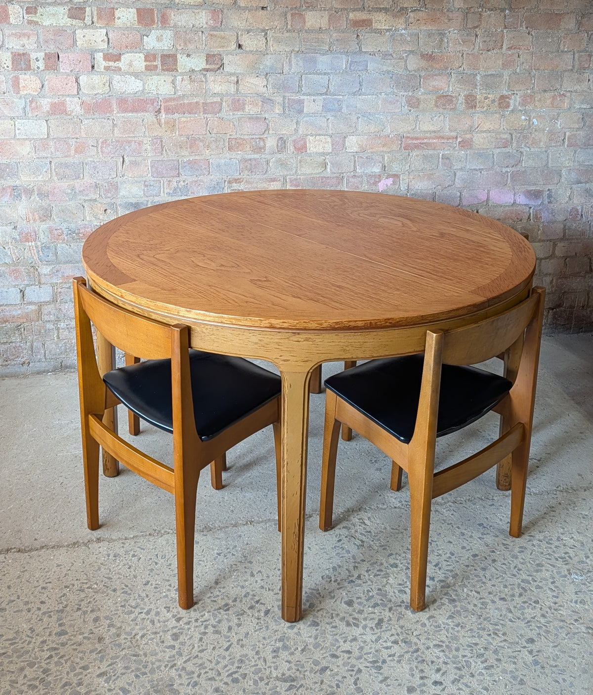 Mid Century Nathan Teak Space Saving Dining Table And 4 Chairs