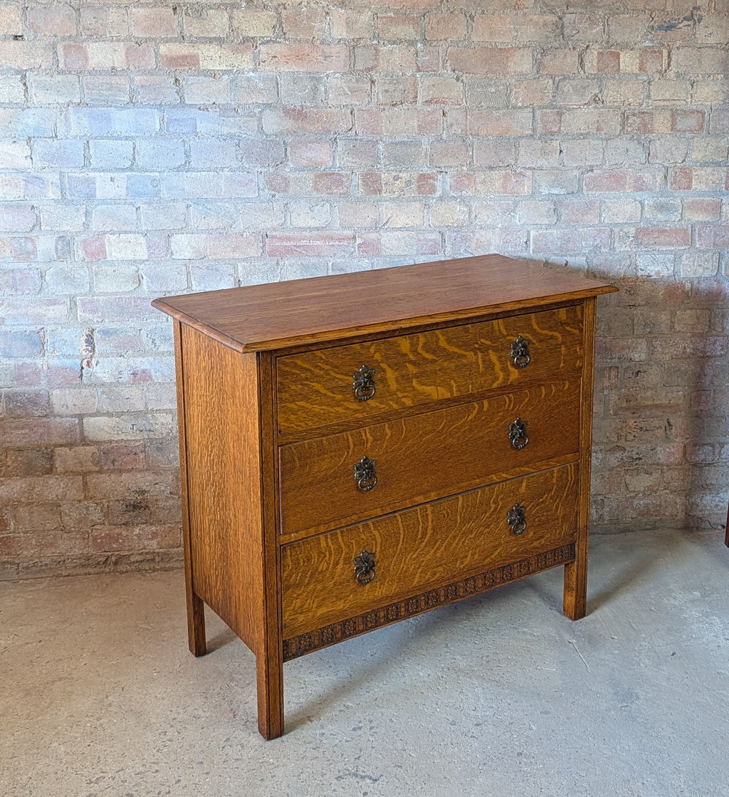 Early 20th Century Oak Chest Of Drawers Vintage 3 Drawer Chest