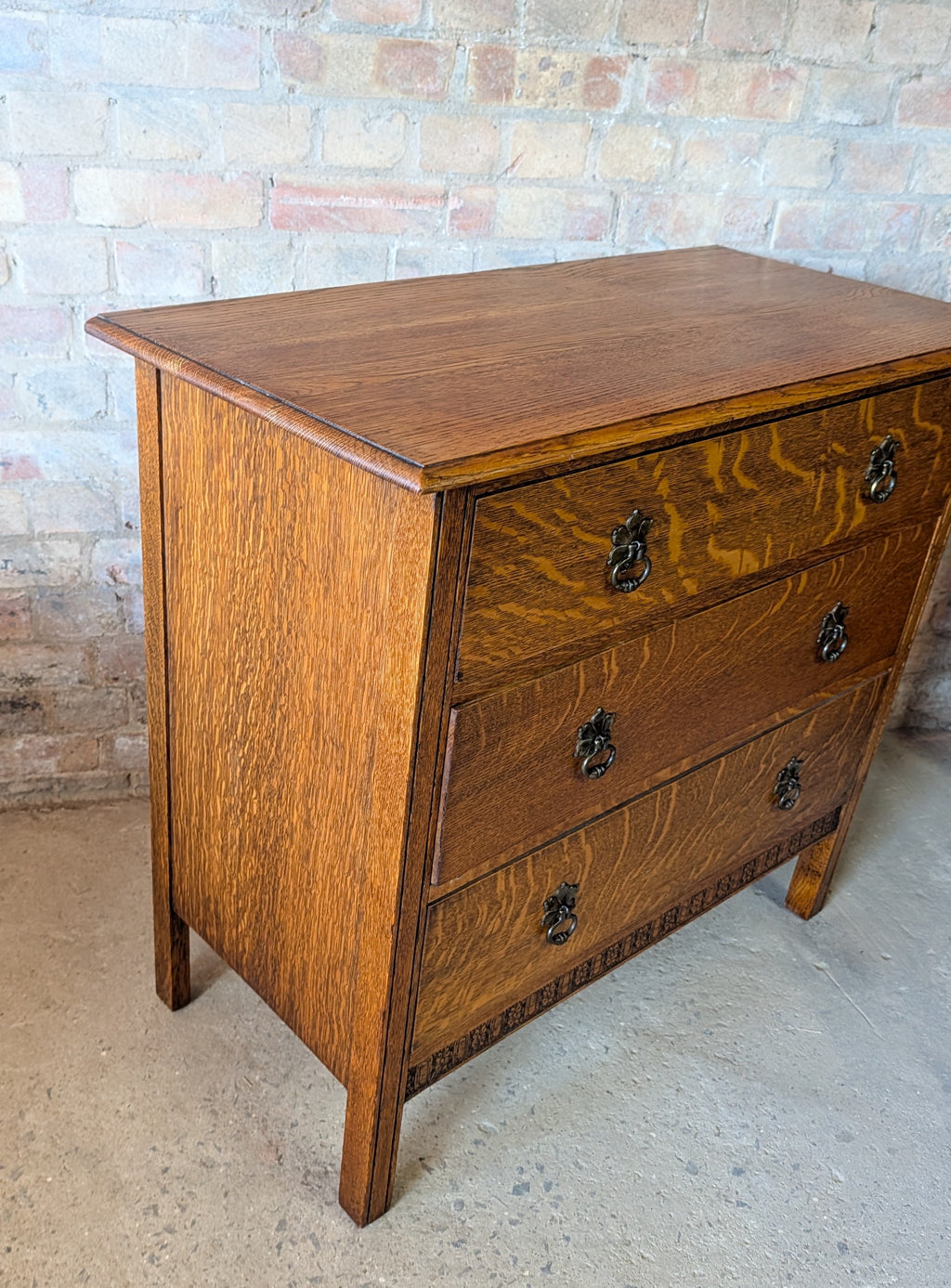 Early 20th Century Oak Chest Of Drawers Vintage 3 Drawer Chest