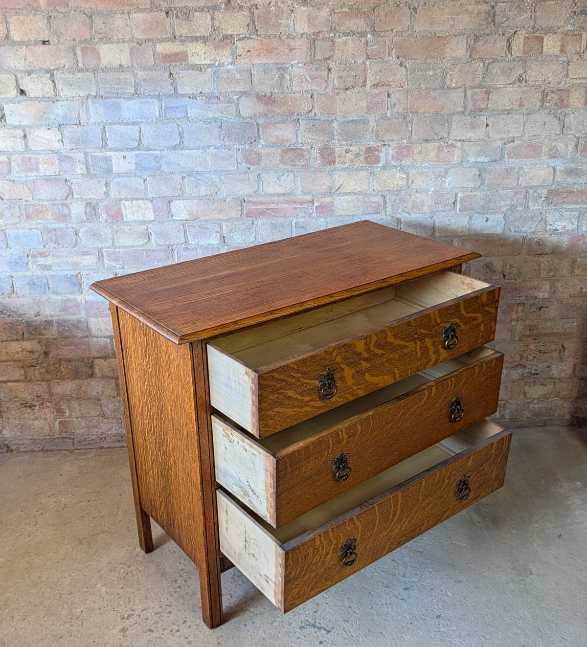 Early 20th Century Oak Chest Of Drawers Vintage 3 Drawer Chest