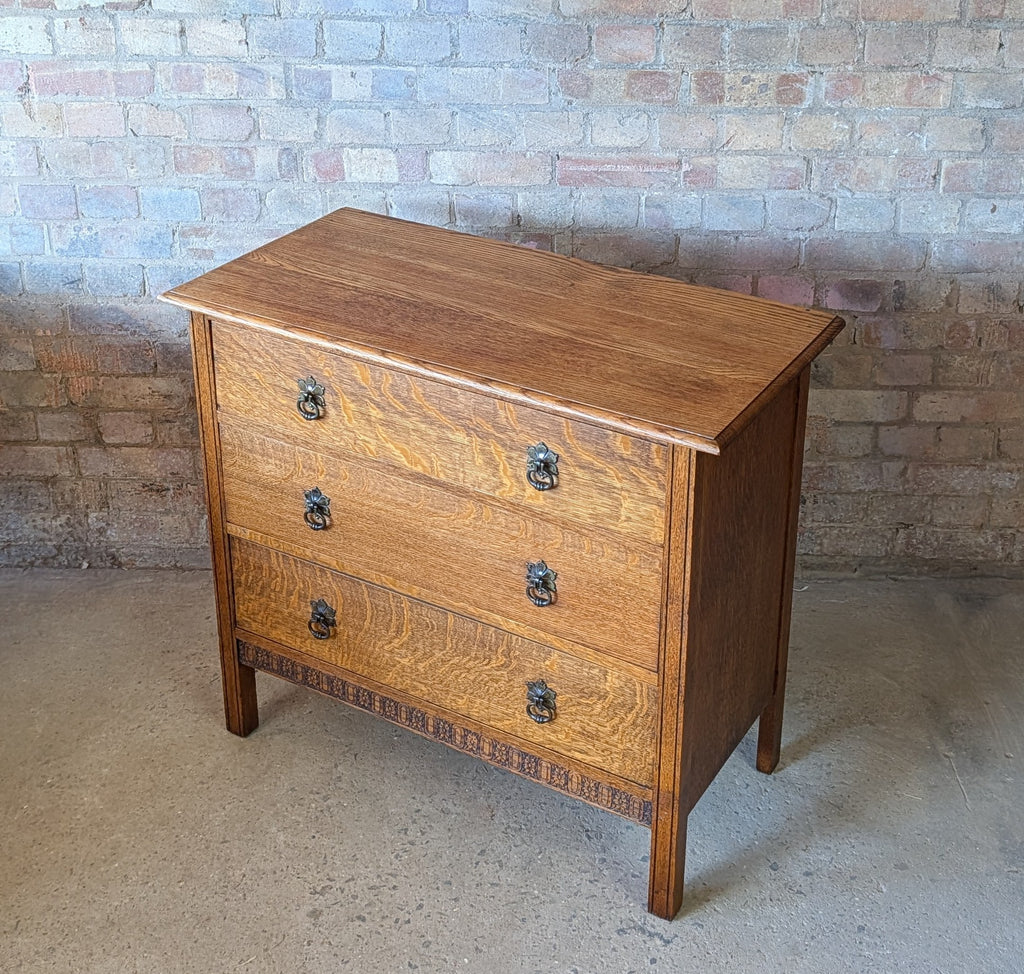 Early 20th Century Oak Chest Of Drawers Vintage 3 Drawer Chest