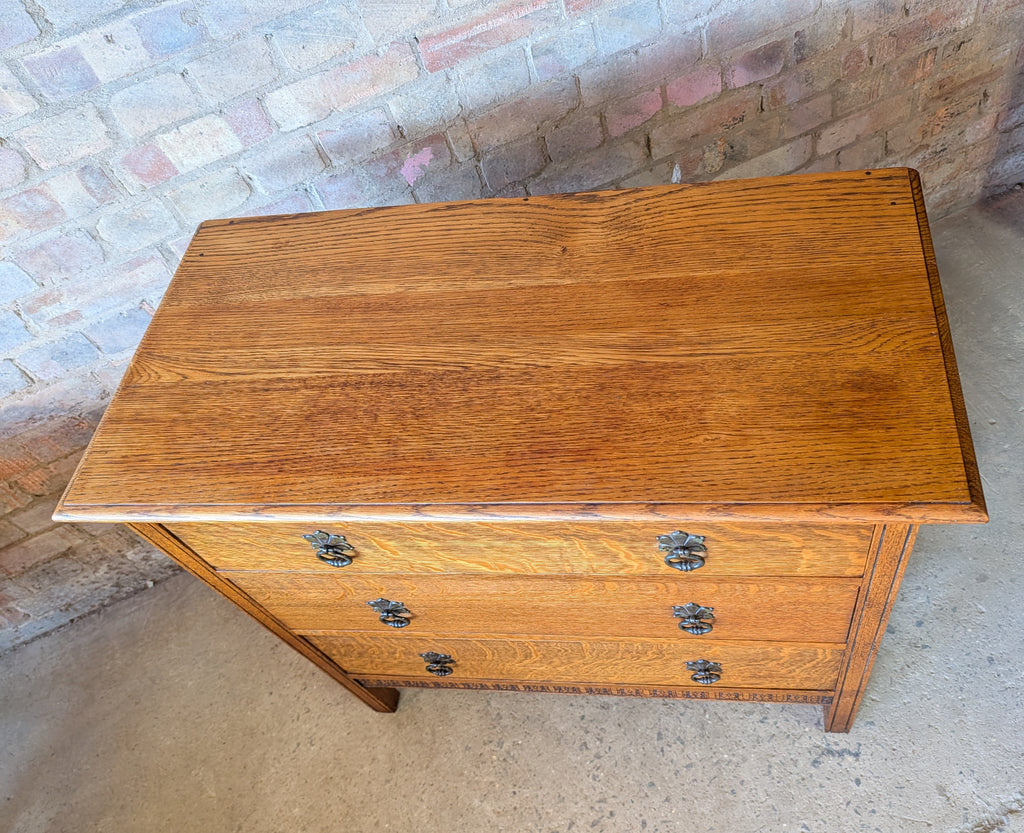 Early 20th Century Oak Chest Of Drawers Vintage 3 Drawer Chest