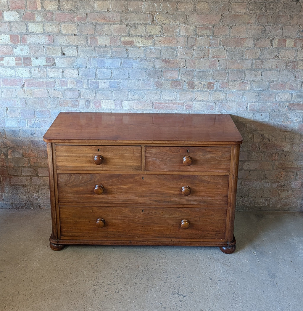 Antique Victorian Mahogany Low Chest Of Drawers 19th Century C.1860