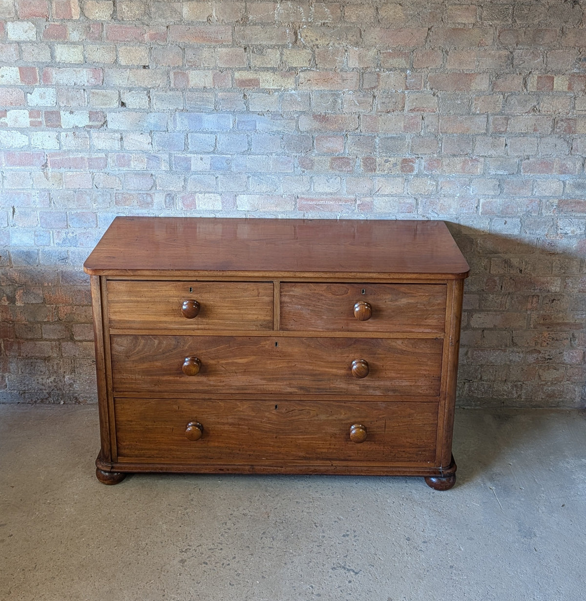 Antique Victorian Mahogany Low Chest Of Drawers 19th Century C.1860