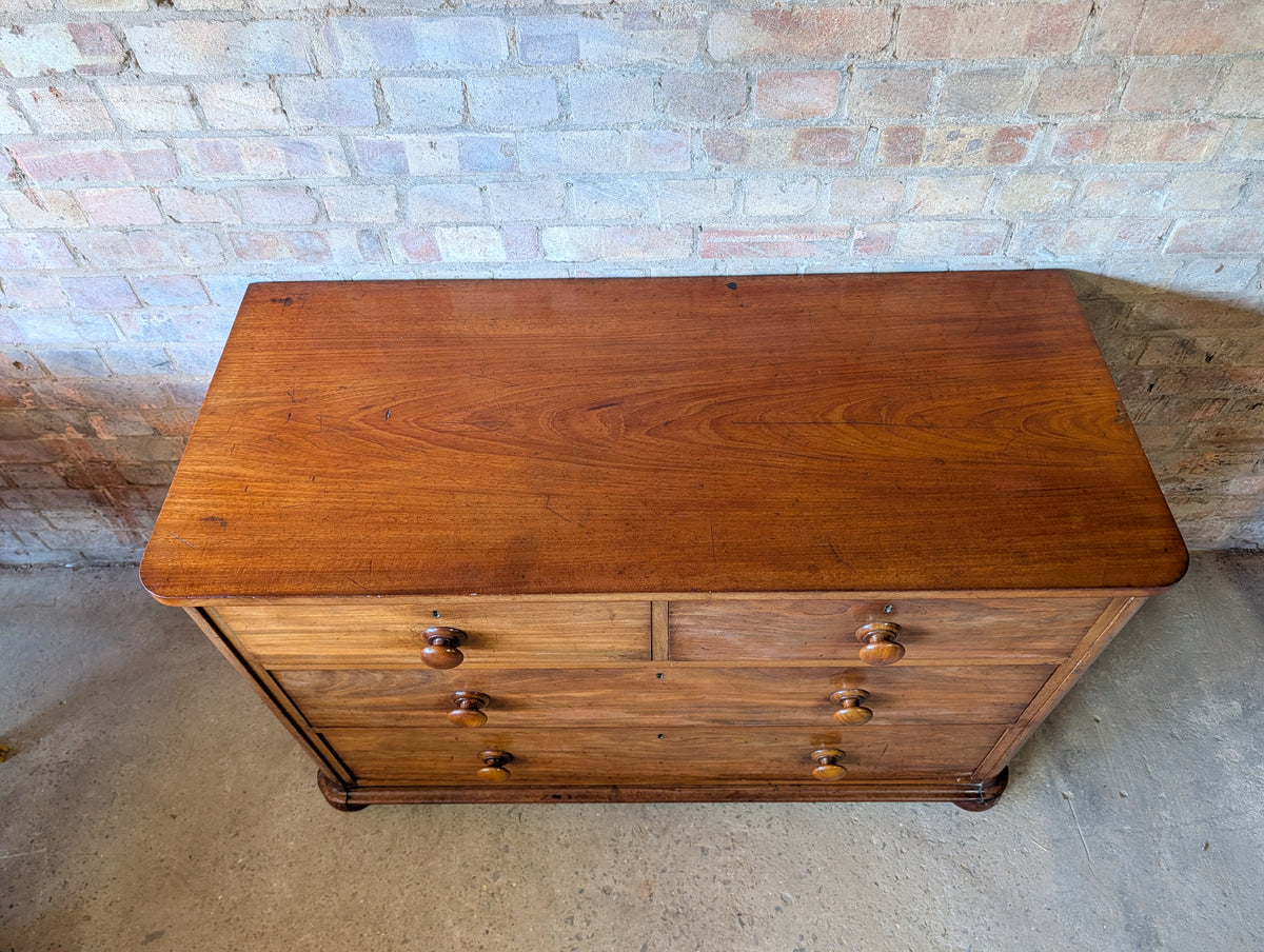 Antique Victorian Mahogany Low Chest Of Drawers 19th Century C.1860