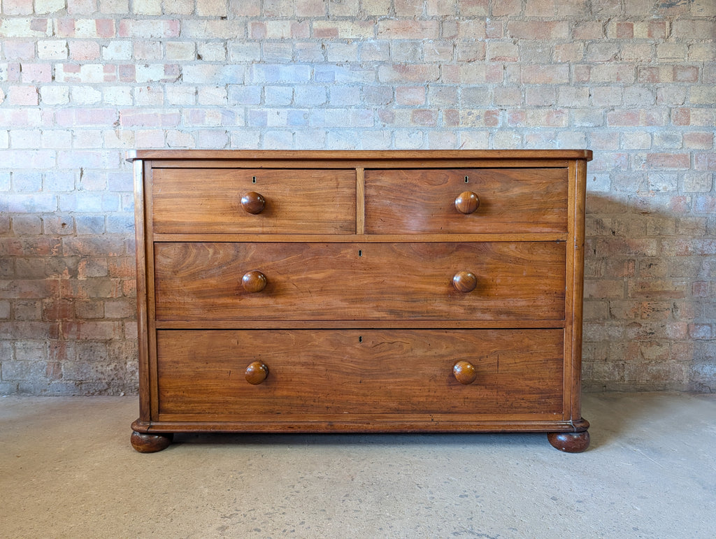 Antique Victorian Mahogany Low Chest Of Drawers 19th Century C.1860