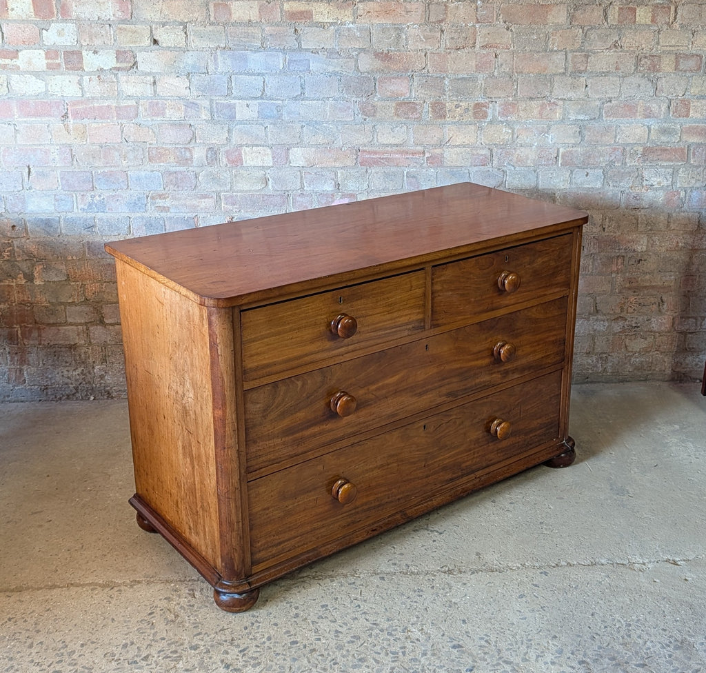 Antique Victorian Mahogany Low Chest Of Drawers 19th Century C.1860