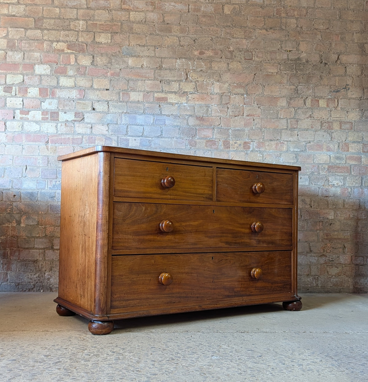 Antique Victorian Mahogany Low Chest Of Drawers 19th Century C.1860