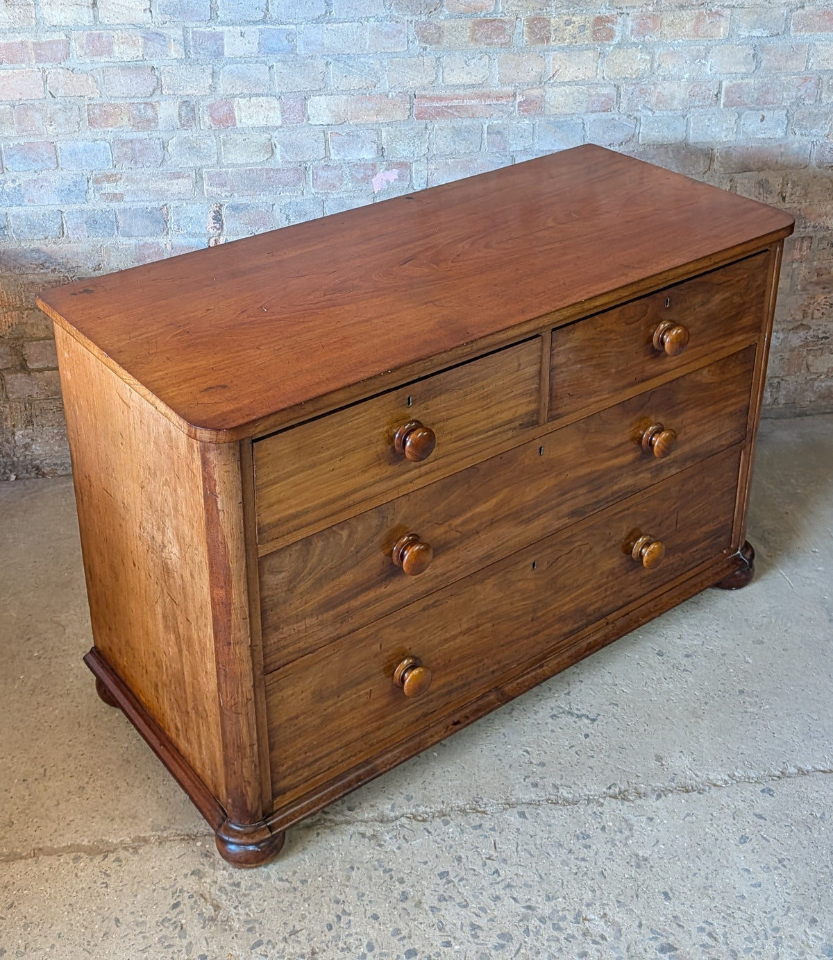 Antique Victorian Mahogany Low Chest Of Drawers 19th Century C.1860