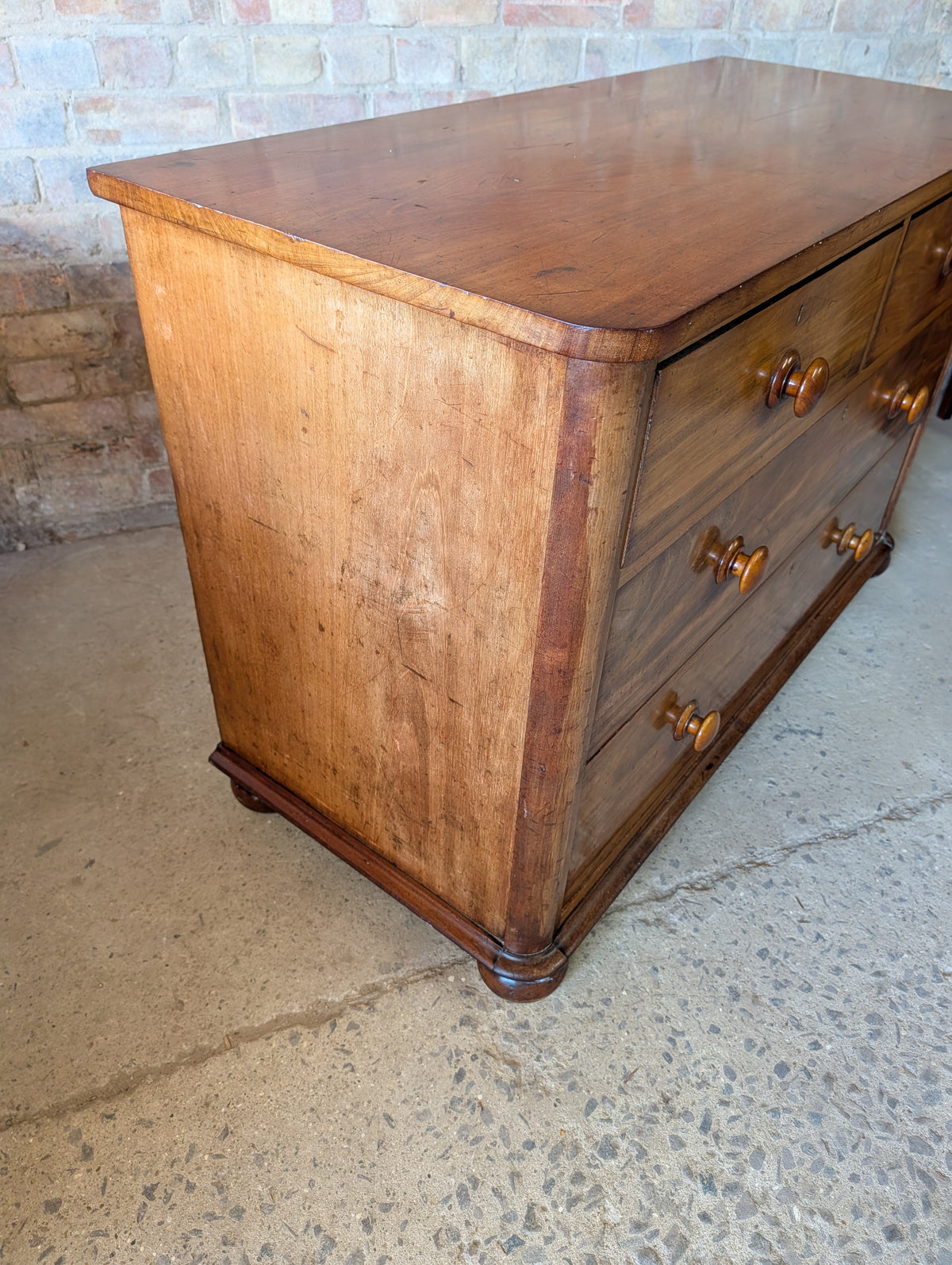 Antique Victorian Mahogany Low Chest Of Drawers 19th Century C.1860