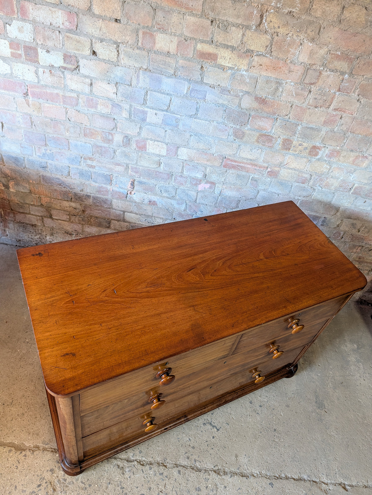 Antique Victorian Mahogany Low Chest Of Drawers 19th Century C.1860