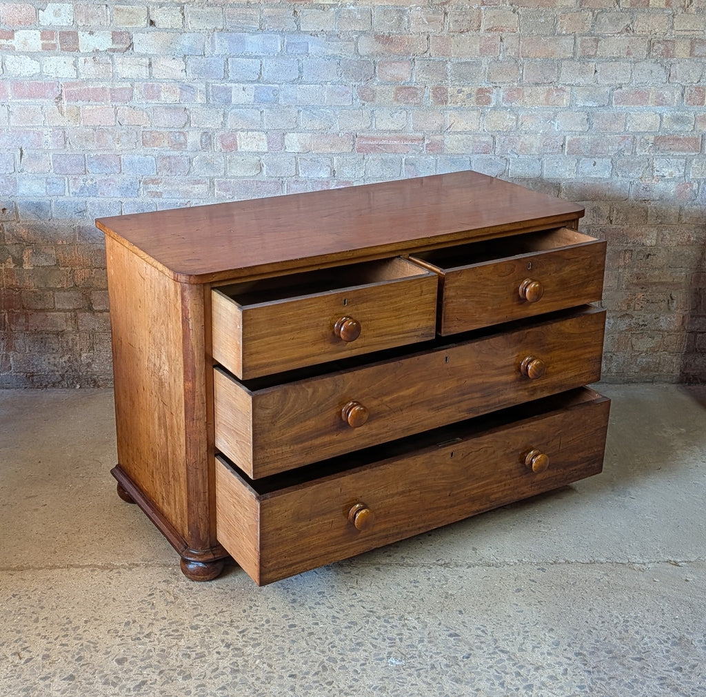 Antique Victorian Mahogany Low Chest Of Drawers 19th Century C.1860