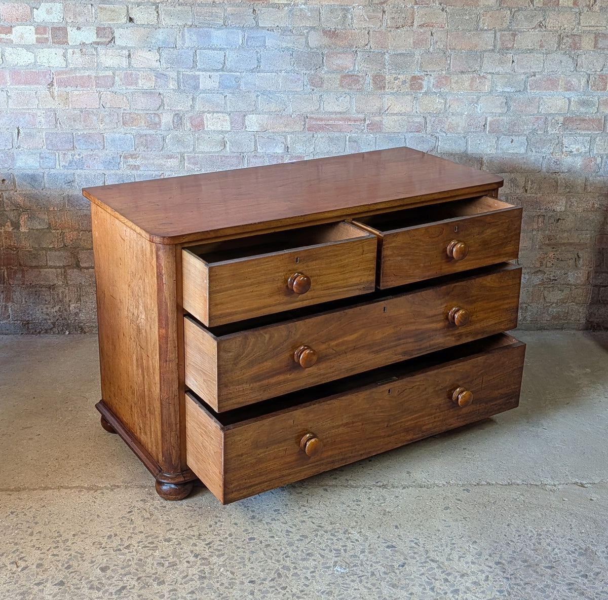 Antique Victorian Mahogany Low Chest Of Drawers 19th Century C.1860