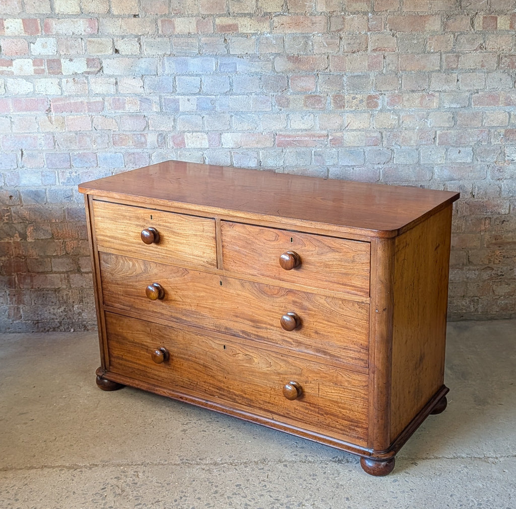 Antique Victorian Mahogany Low Chest Of Drawers 19th Century C.1860