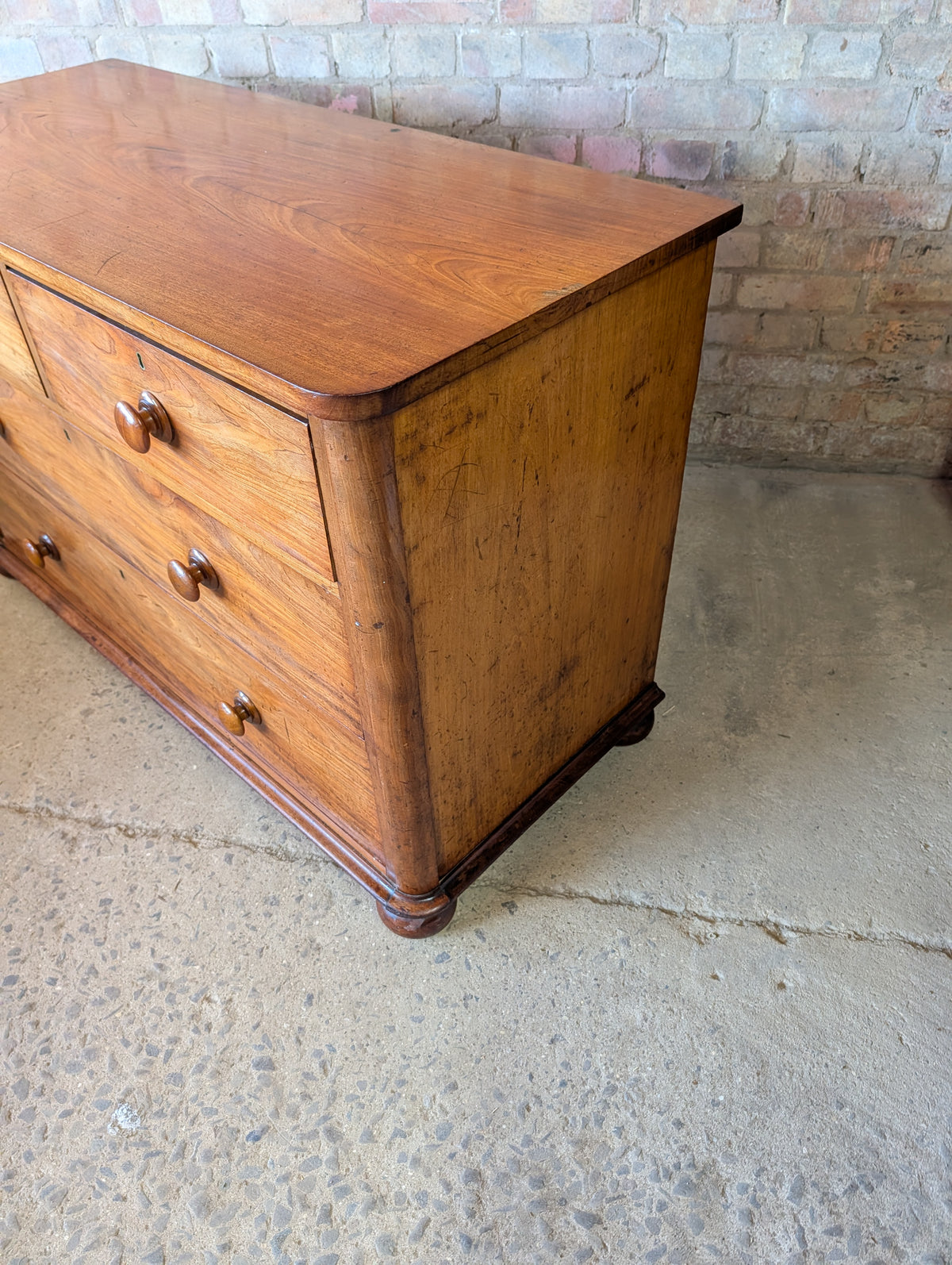 Antique Victorian Mahogany Low Chest Of Drawers 19th Century C.1860