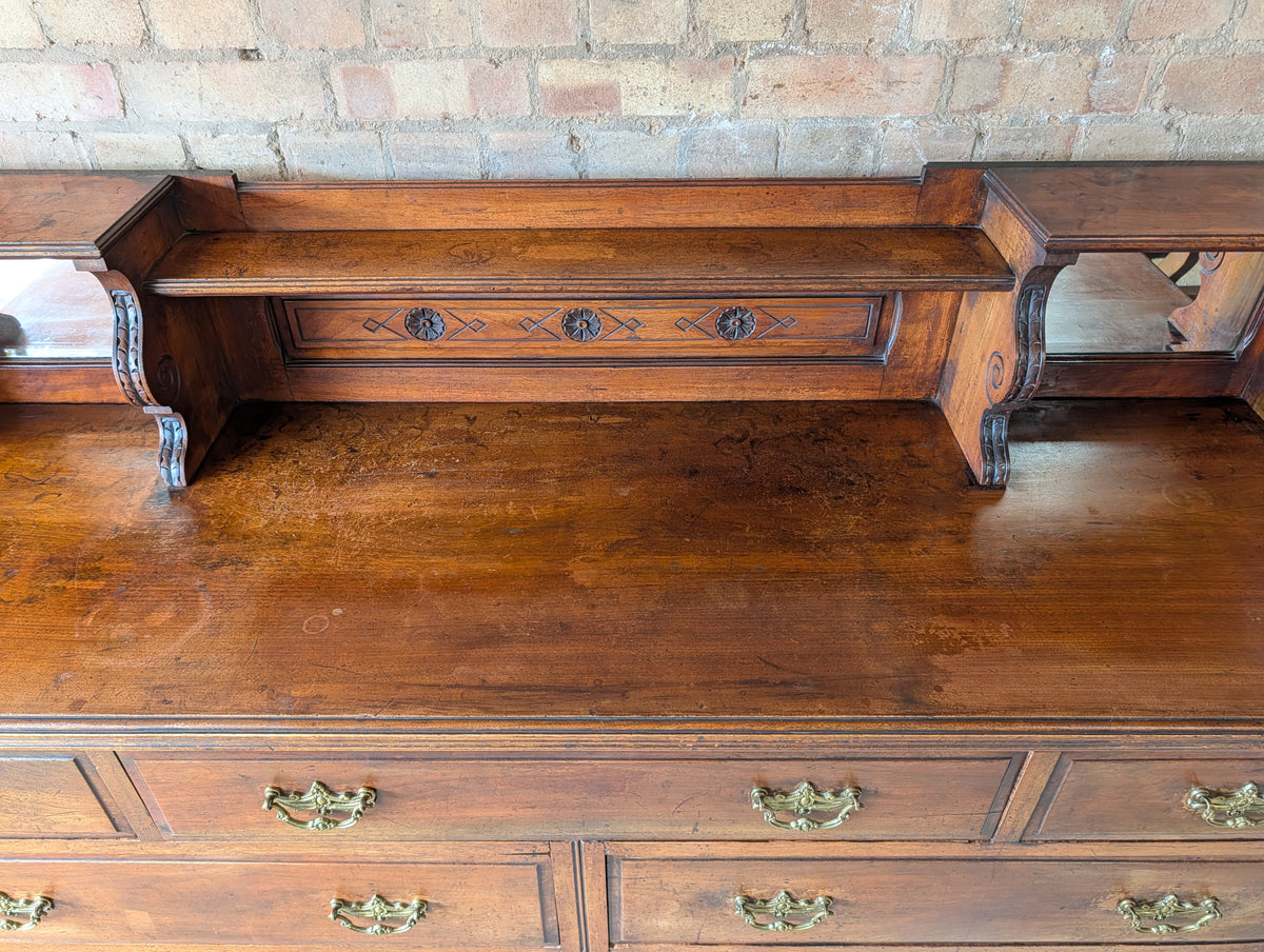 Antique Edwardian Walnut Mirror Back Sideboard / Large Bank Of Drawers C.1900