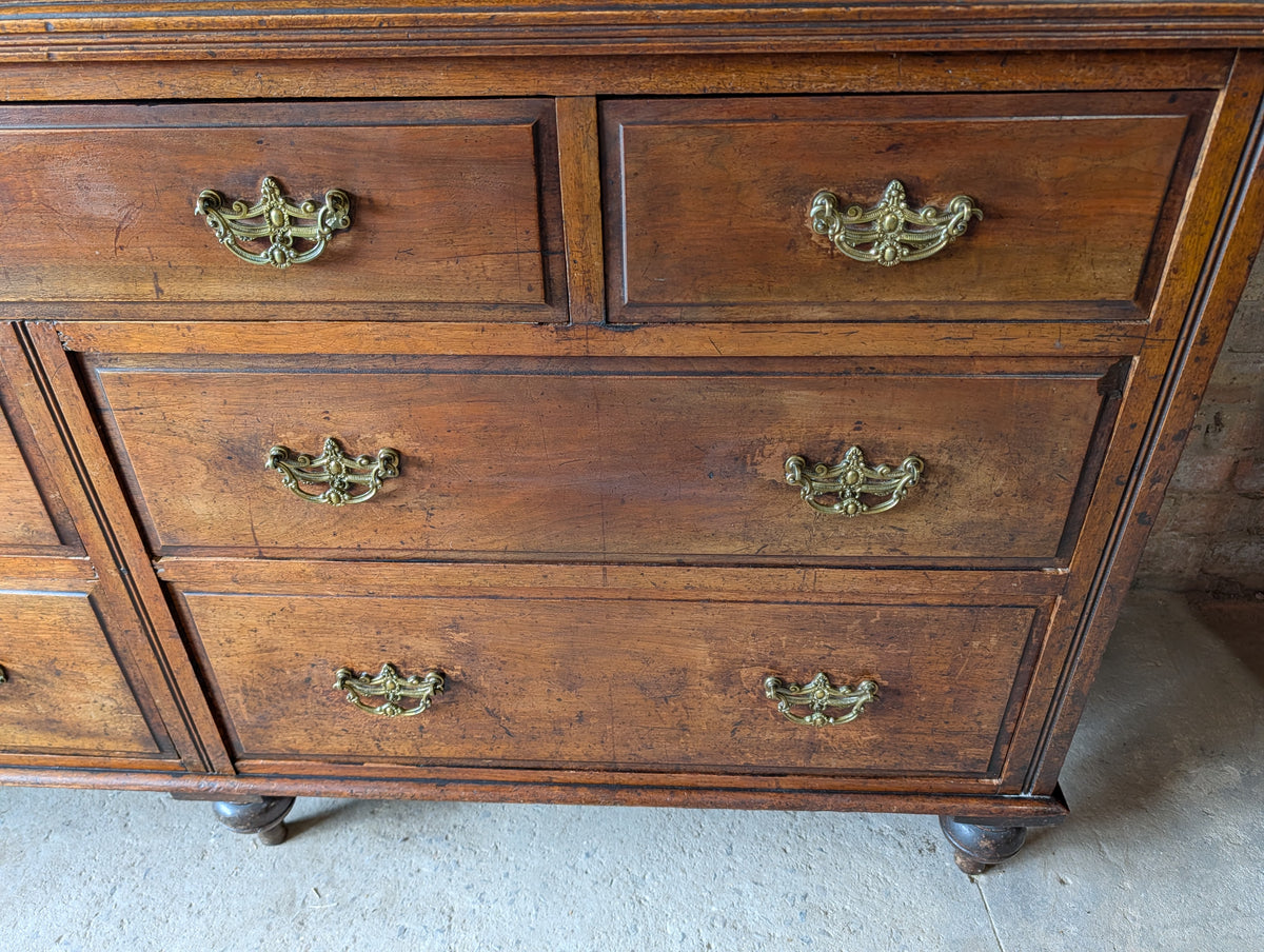Antique Edwardian Walnut Mirror Back Sideboard / Large Bank Of Drawers C.1900