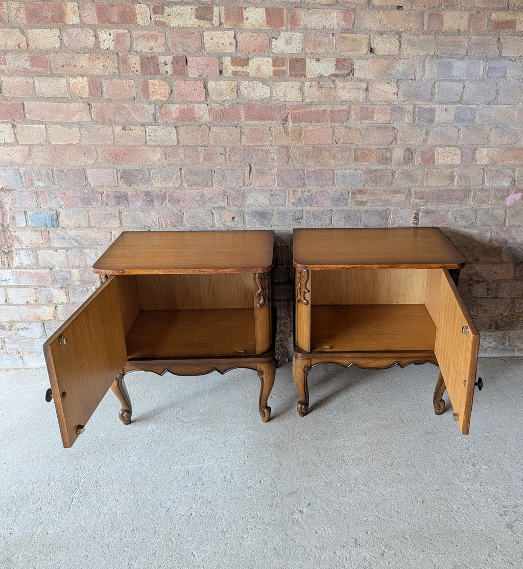 Pair Of Vintage Louis XV Style Oak Bedside Cabients