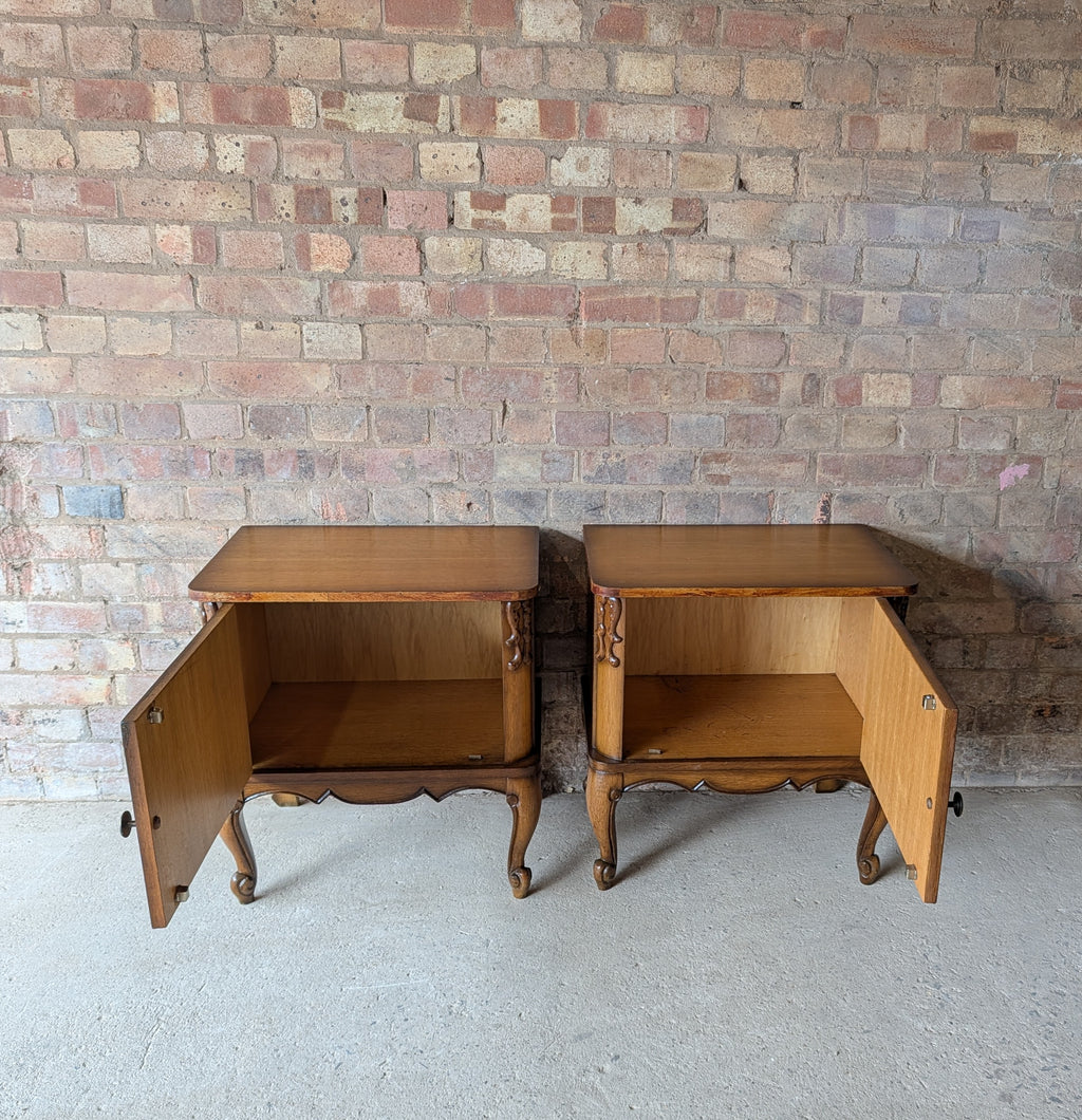 Pair Of Vintage Louis XV Style Oak Bedside Cabients