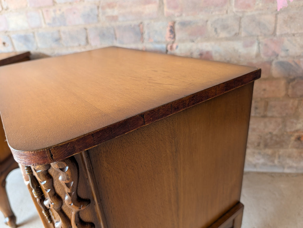 Pair Of Vintage Louis XV Style Oak Bedside Cabients