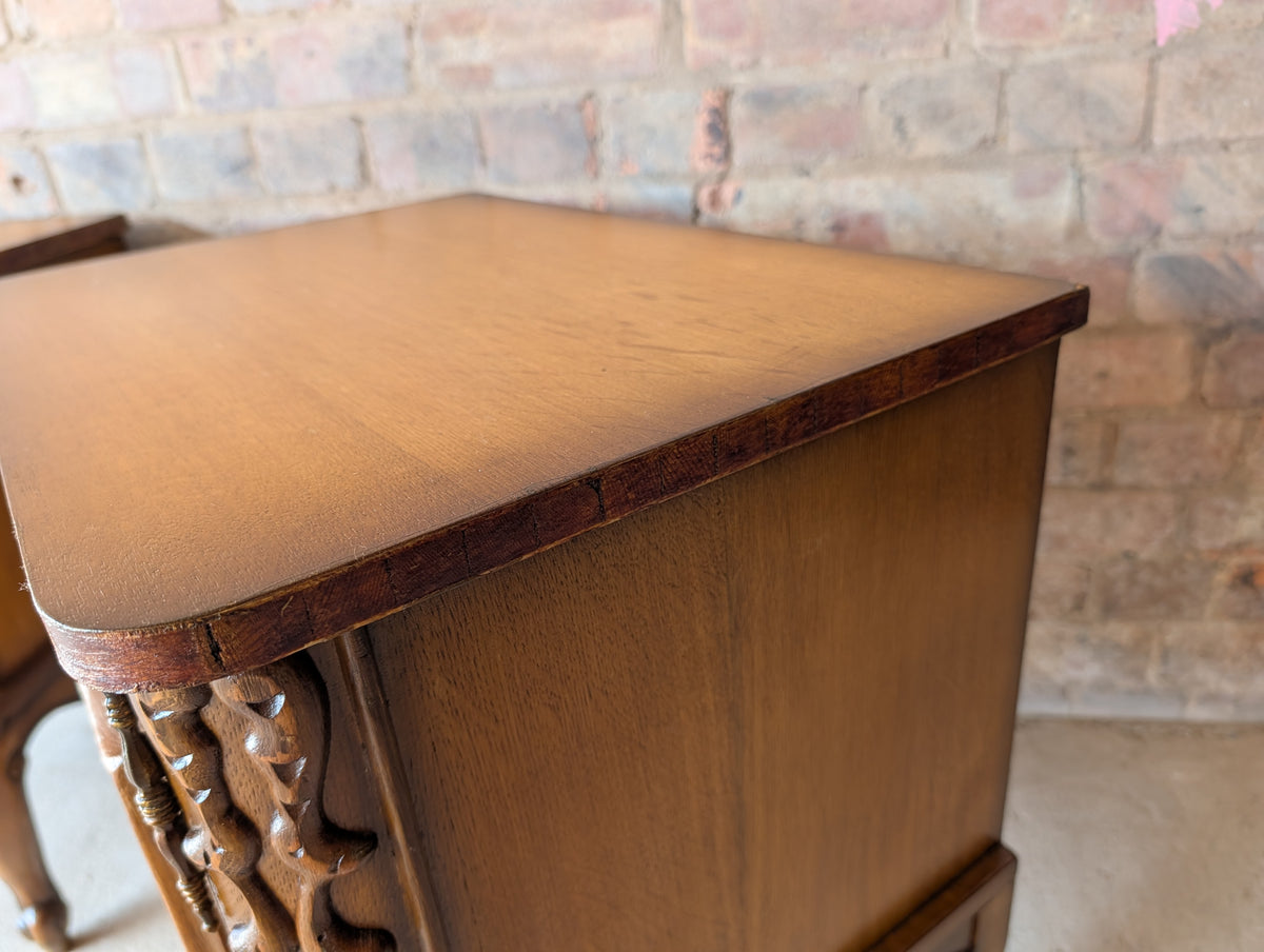 Pair Of Vintage Louis XV Style Oak Bedside Cabients