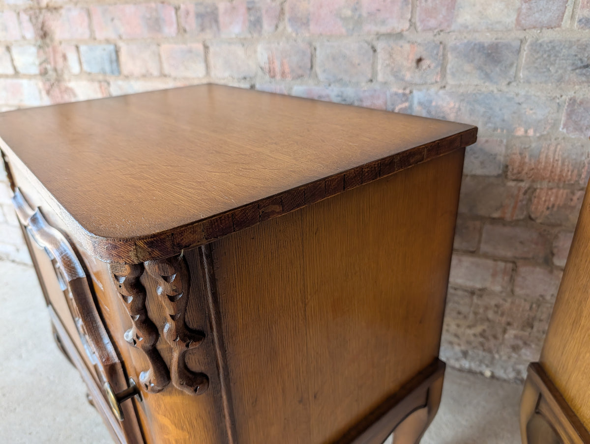 Pair Of Vintage Louis XV Style Oak Bedside Cabients
