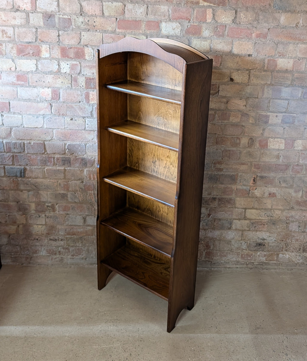 Vintage Oak Tall Narrow Open Bookcase