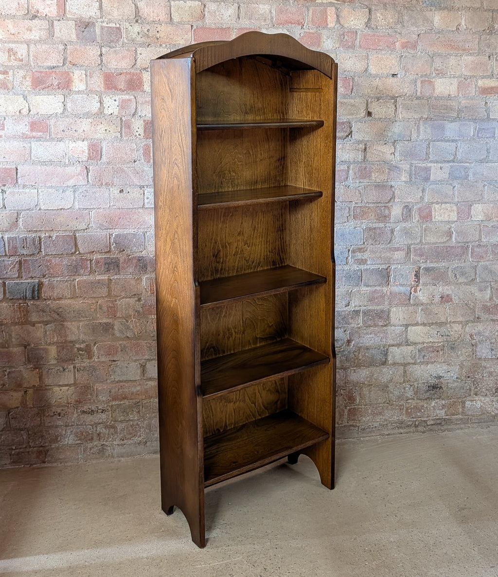 Vintage Oak Tall Narrow Open Bookcase