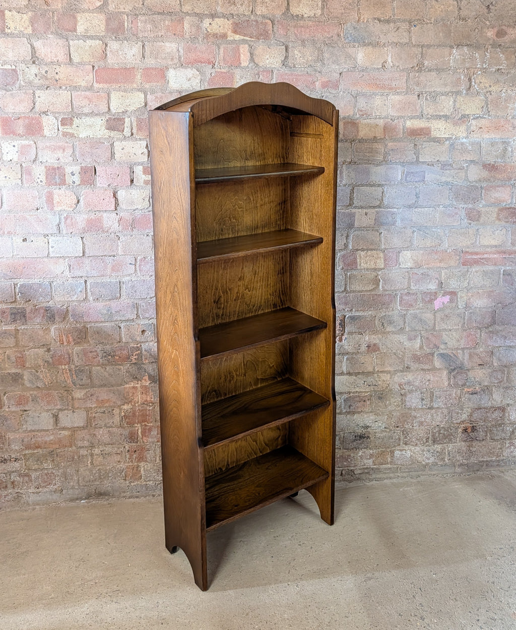 Vintage Oak Tall Narrow Open Bookcase