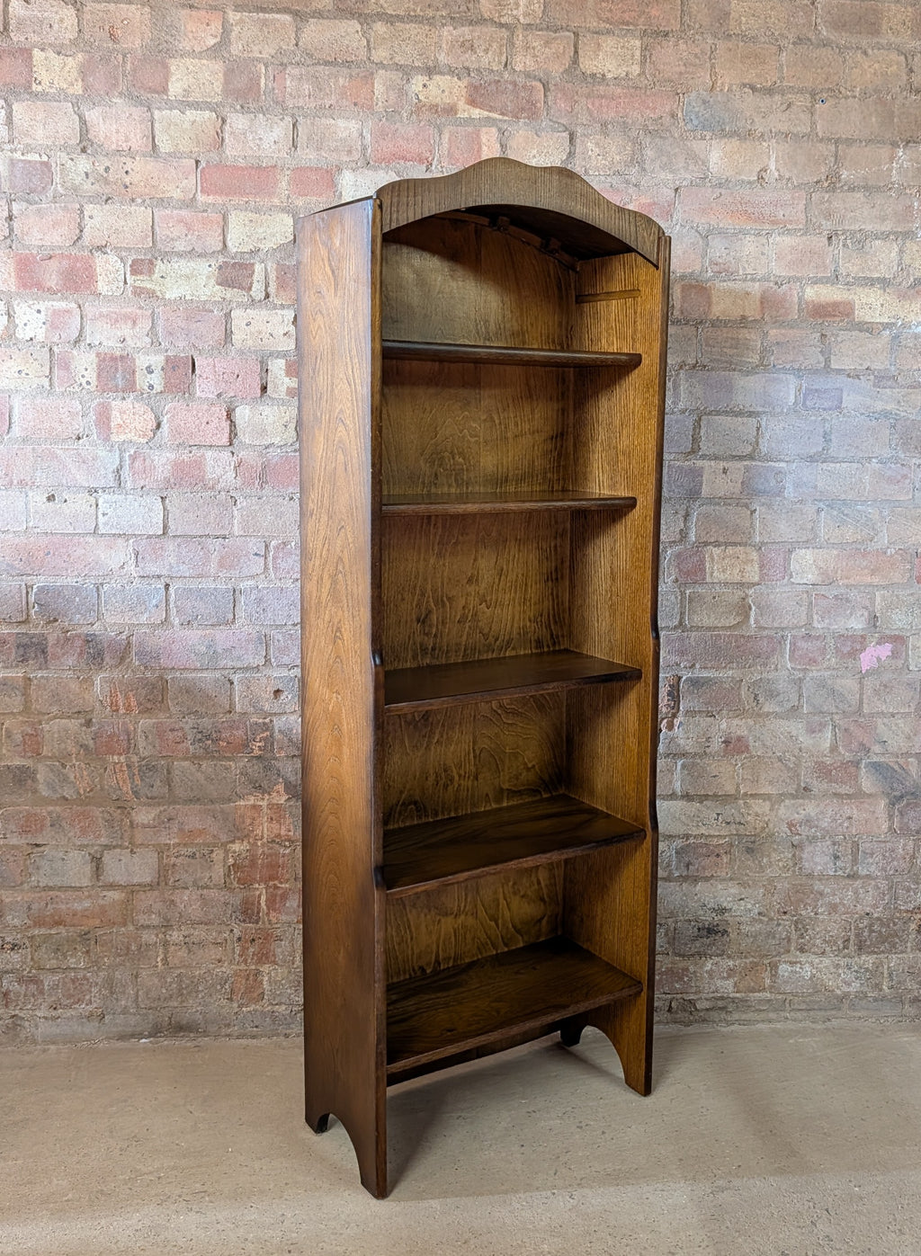 Vintage Oak Tall Narrow Open Bookcase