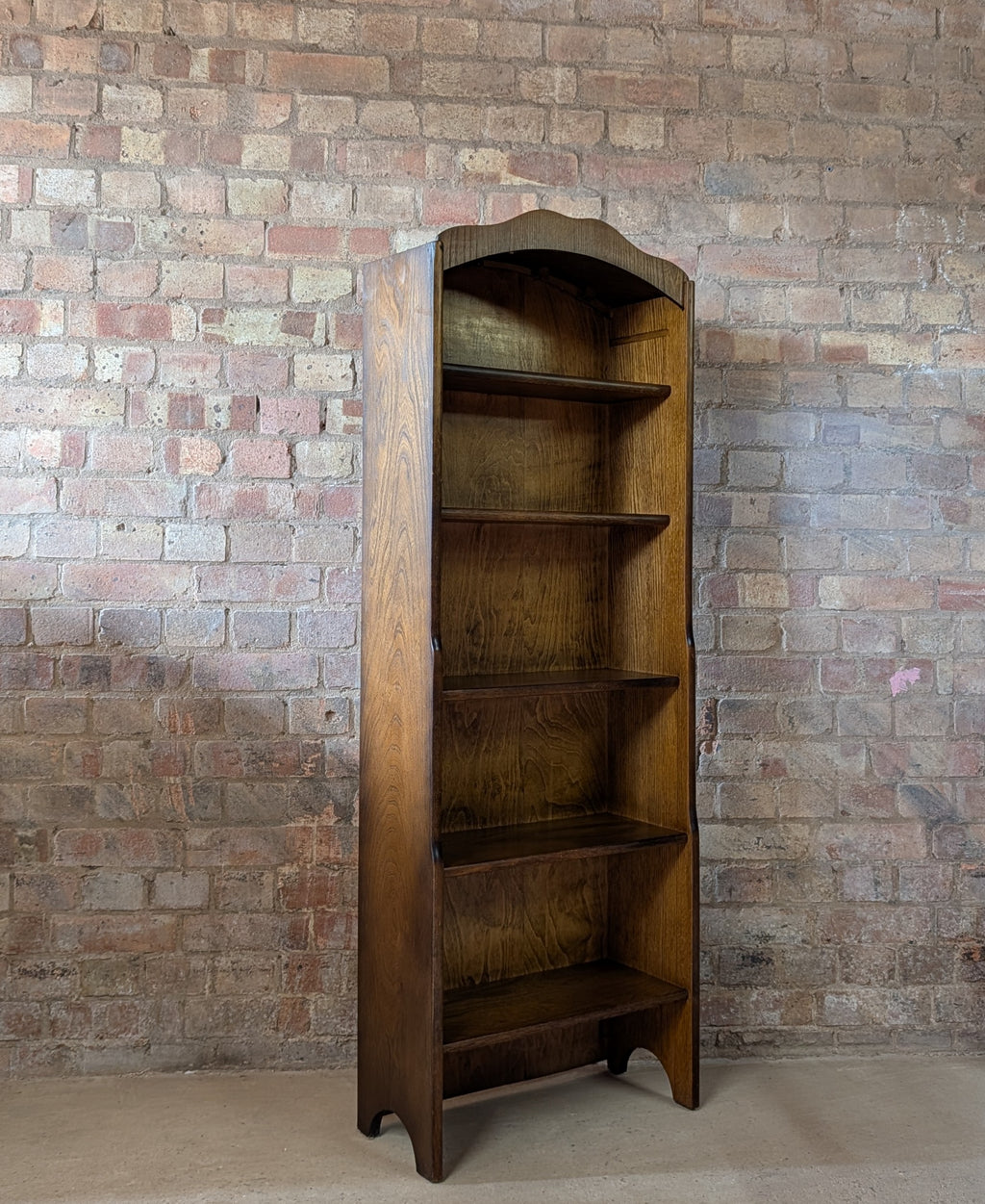Vintage Oak Tall Narrow Open Bookcase