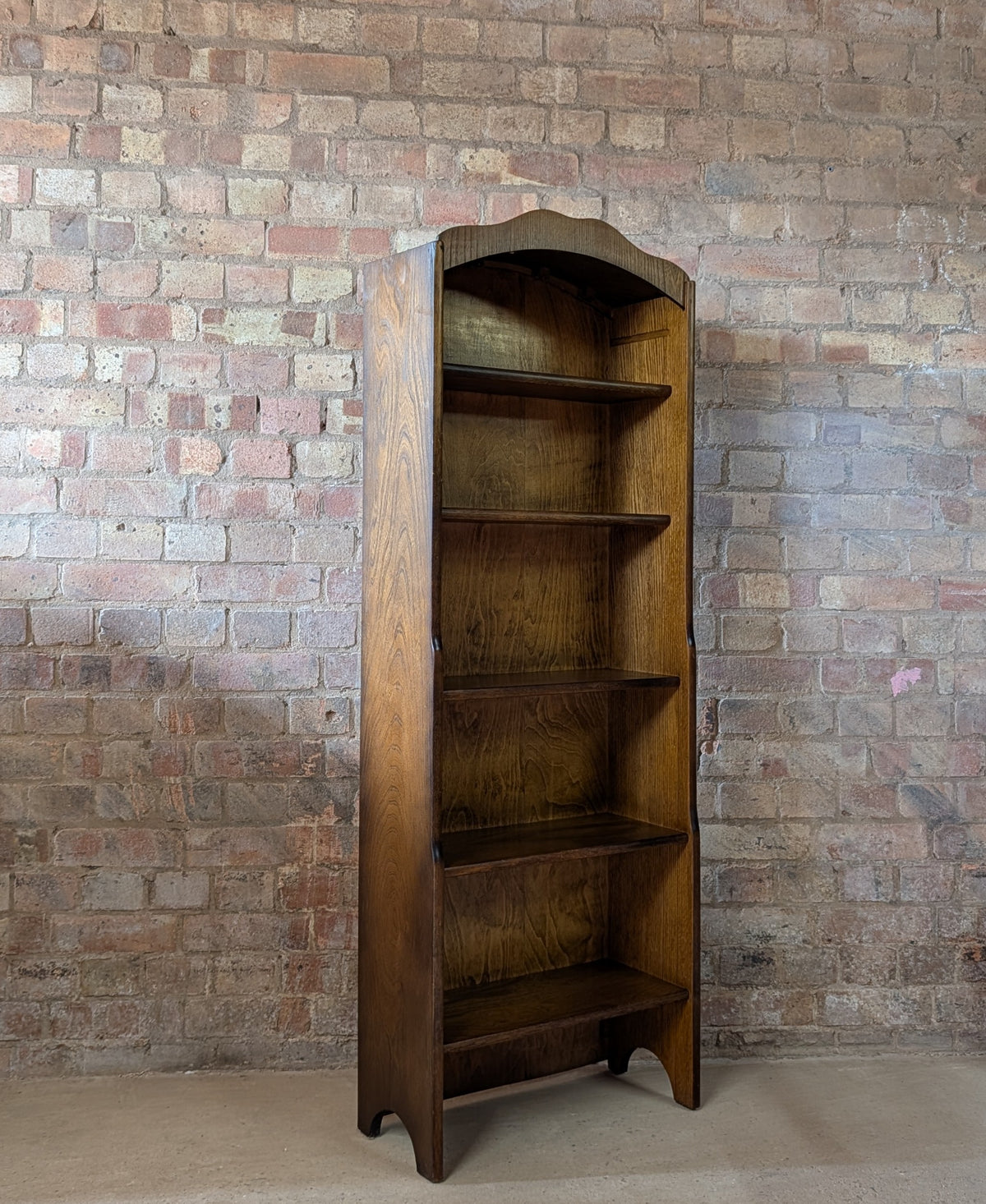 Vintage Oak Tall Narrow Open Bookcase