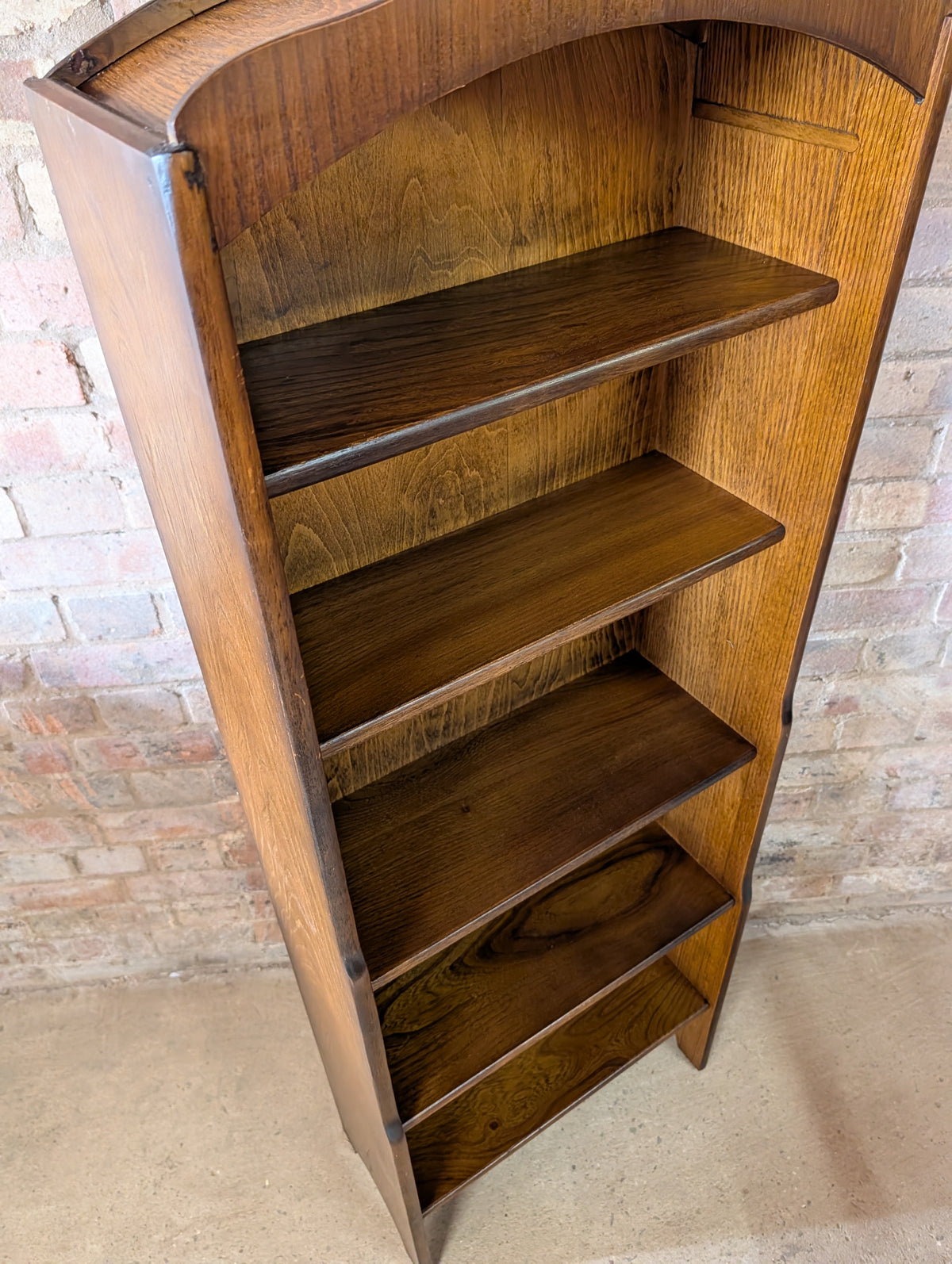 Vintage Oak Tall Narrow Open Bookcase